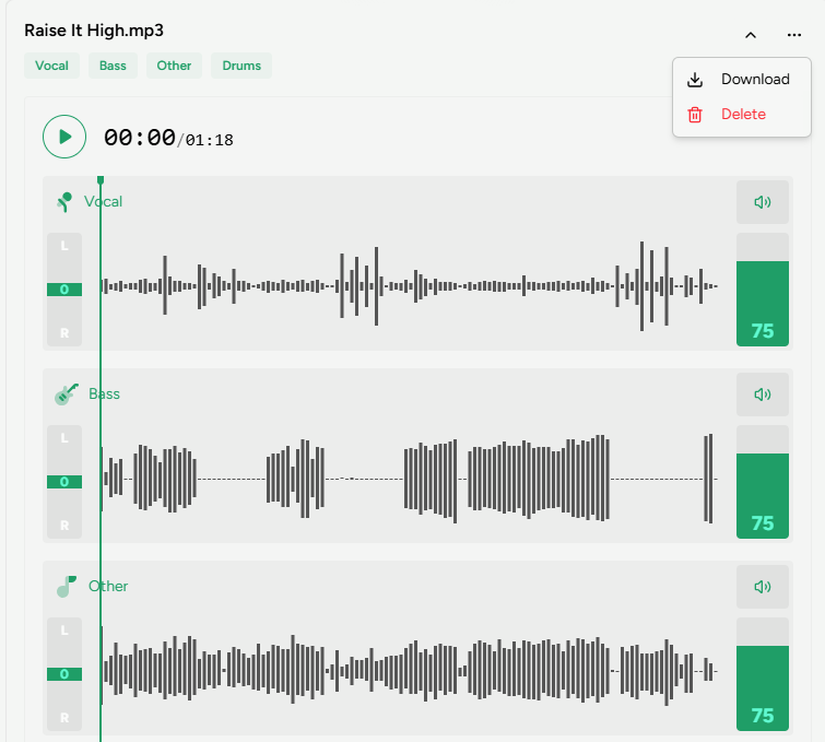 プレビュー、調整、ダウンロード
